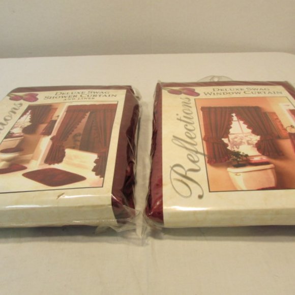 Madison Reflections Deluxe Swag Matching Shower Curtain/Liner and Window Curtain - Picture 1 of 10